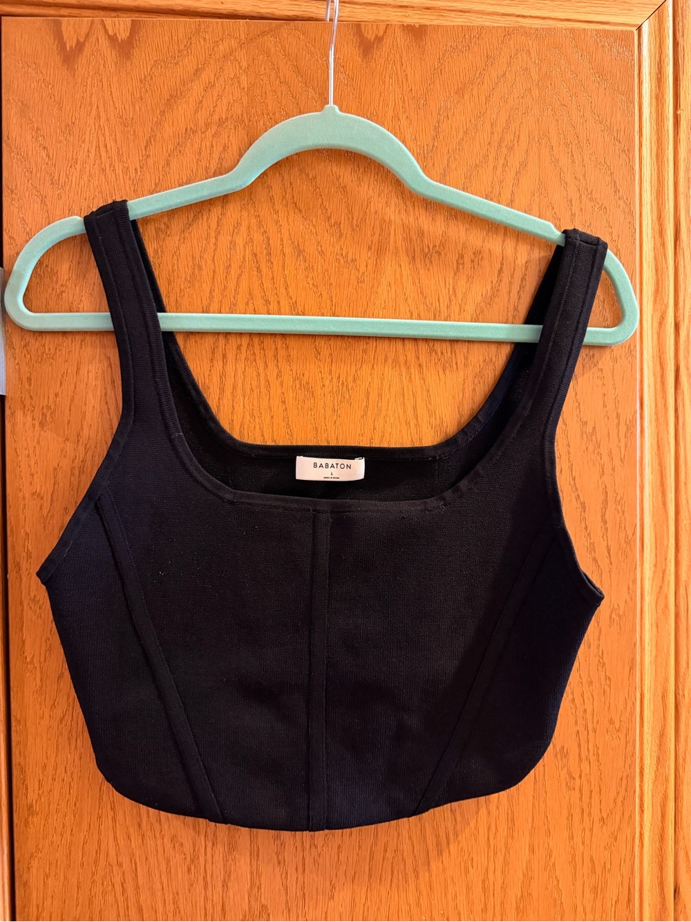 Aritzia Babaton Black Cropped Square-Neck Tank